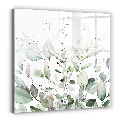 Horloge murale carrée Feuilles de plantes