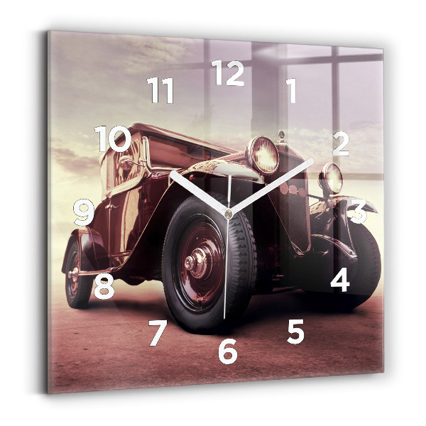 Horloge carrée en verre Voiture ancienne