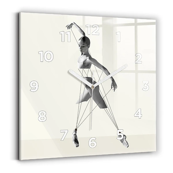 Horloge carrée en verre Danseuse abstraite