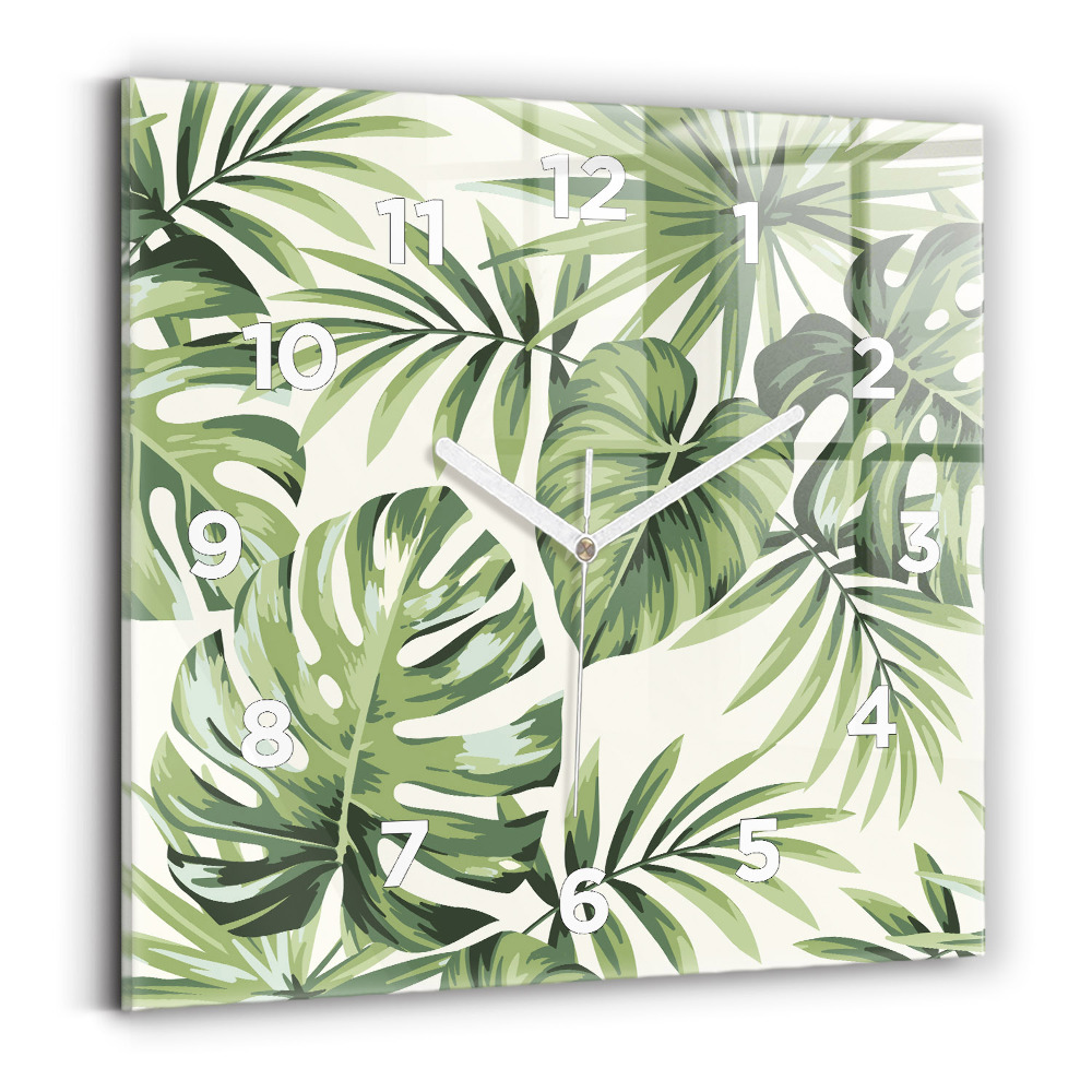 Horloge carrée en verre Motif tropical