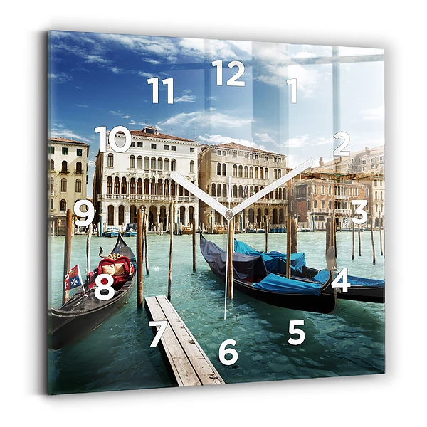Horloge murale carrée Gondoles Venise Italie
