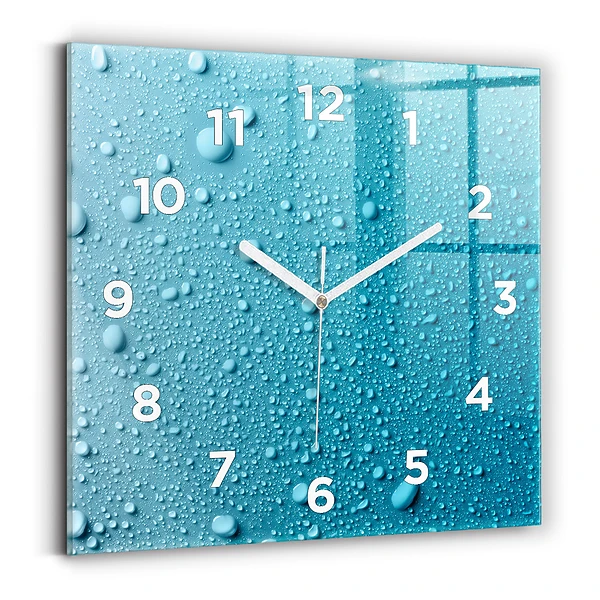 Horloge carrée en verre Gouttes d'eau sur verre