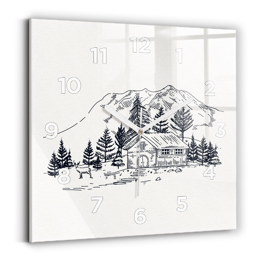 Pendule carrée en verre Ville en dessin animé