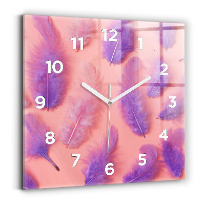 Horloge murale carrée Plumes colorées