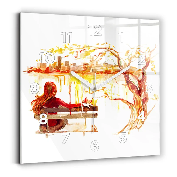 Horloge carrée en verre Paysage d'automne