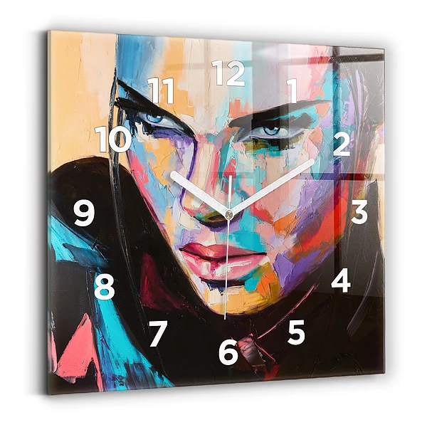 Horloge carrée en verre Portrait d'une femme