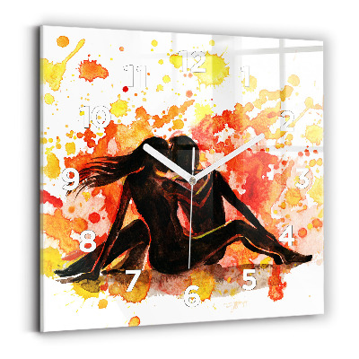 Pendule carrée en verre Amour et couple amoureux