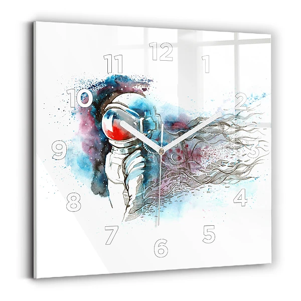 Horloge murale carrée Astronaute abstrait