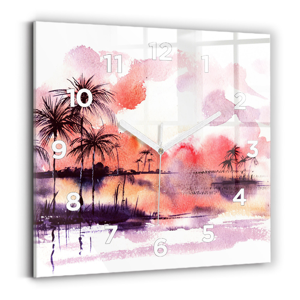 Horloge murale carrée Paysage tropical