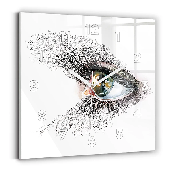 Horloge carrée en verre Dessin d'un oeil humain
