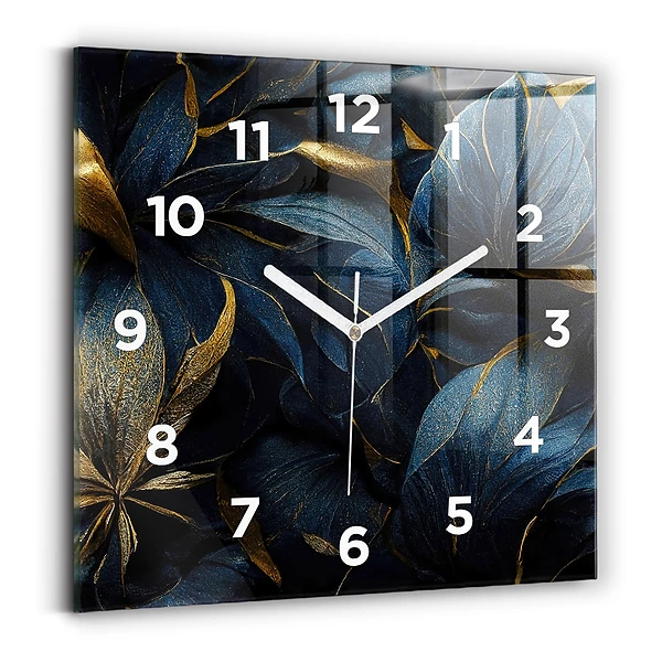 Horloge carrée en verre Fleurs décoratives