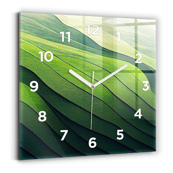 Horloge murale carrée Champs verts abstraits