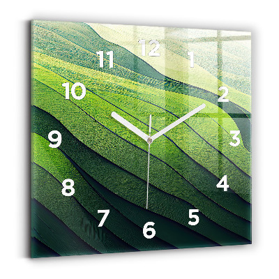 Horloge murale carrée Champs verts abstraits
