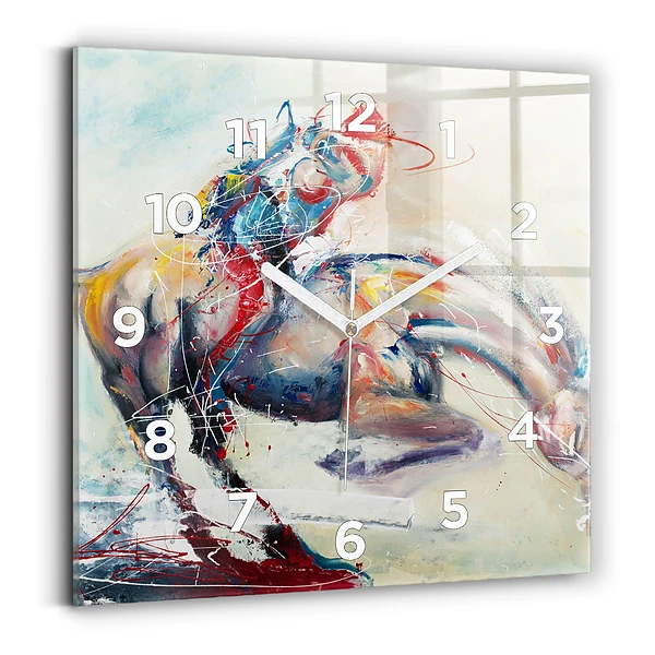 Horloge murale carrée Illustration de chevaux au galop