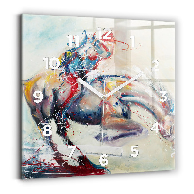 Horloge murale carrée Illustration de chevaux au galop