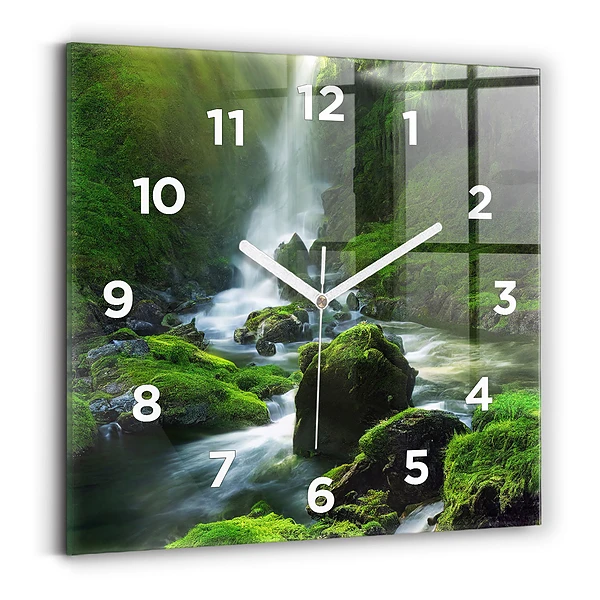 Horloge murale carrée Cascade et rochers