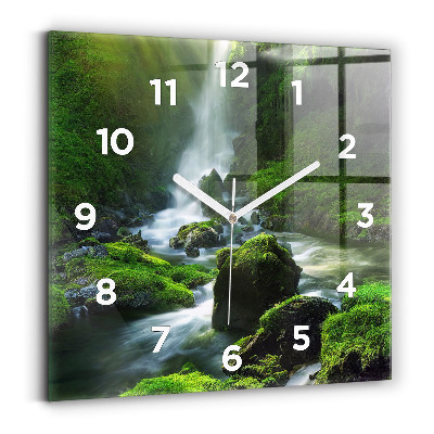 Horloge murale carrée Cascade et rochers
