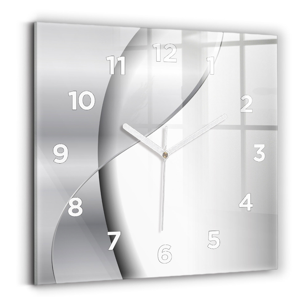 Horloge carrée en verre Abstraction argentée