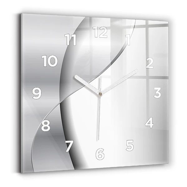 Horloge carrée en verre Abstraction argentée