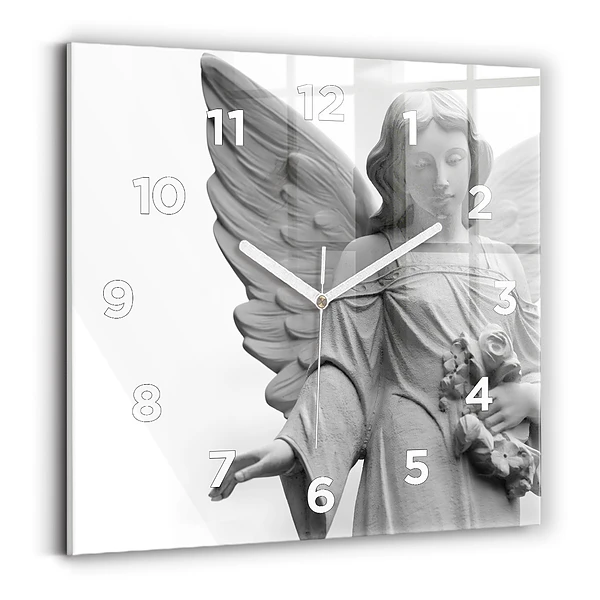 Horloge murale carrée Sculpture d'un vieil ange