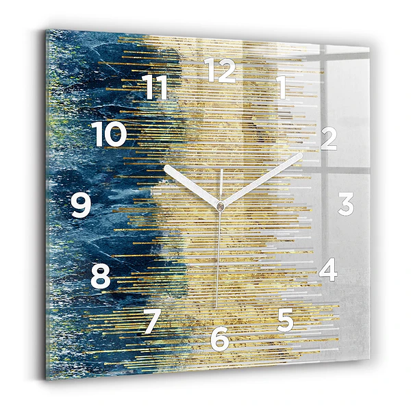 Horloge murale carrée Motif décoratif et or