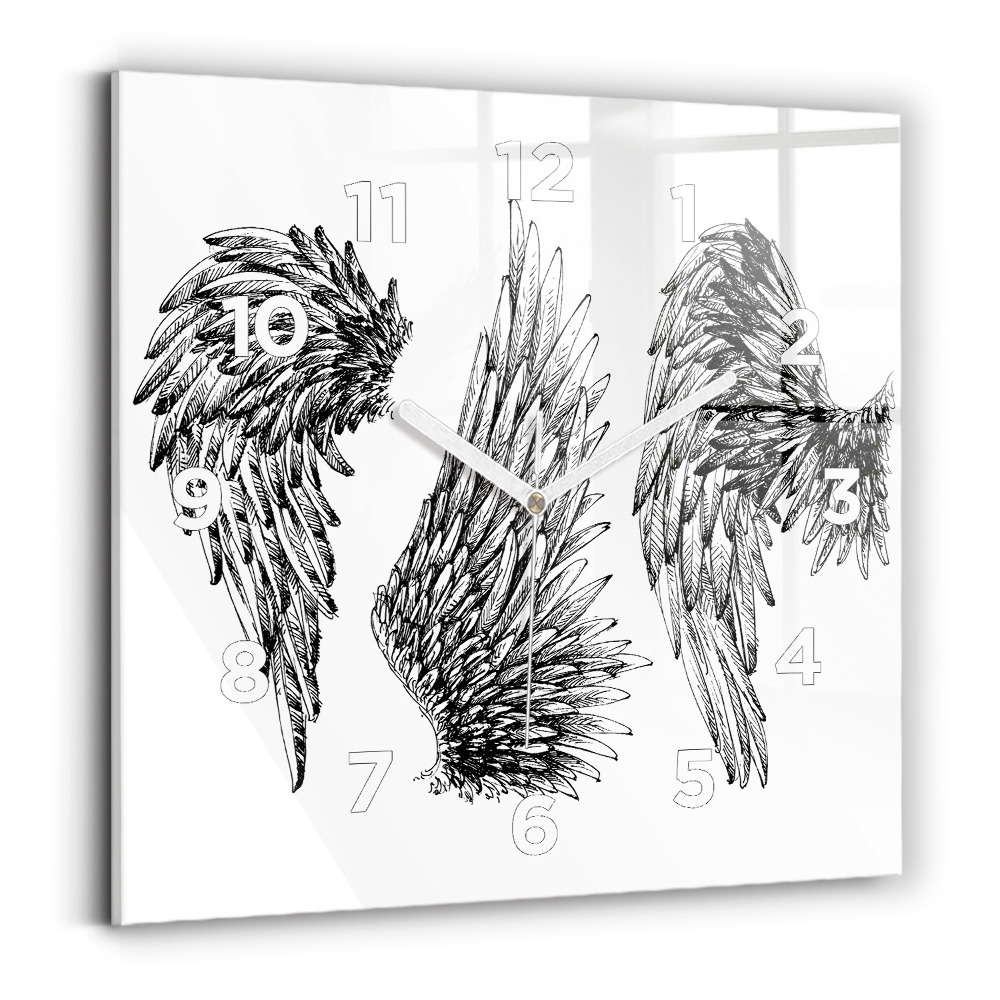 Horloge carrée en verre Ailes d'ange