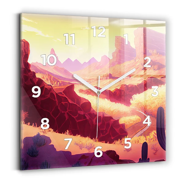 Horloge carrée en verre Désert de l'Arizona