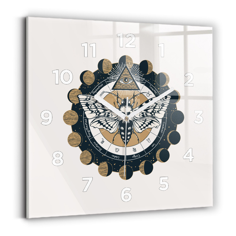 Horloge murale carrée Phases de la lune et œil