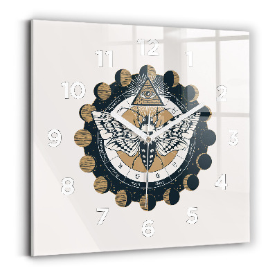 Horloge murale carrée Phases de la lune et œil