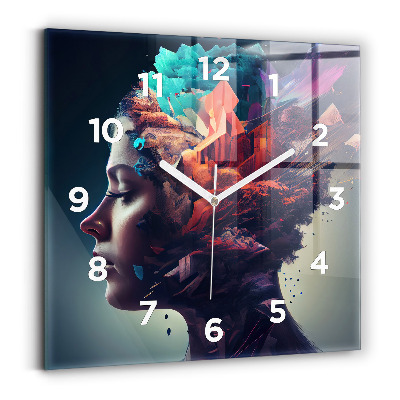 Pendule carrée en verre Femme abstraite
