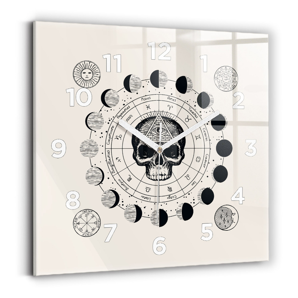 Horloge carrée en verre Phases de la lune