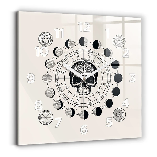 Horloge carrée en verre Phases de la lune