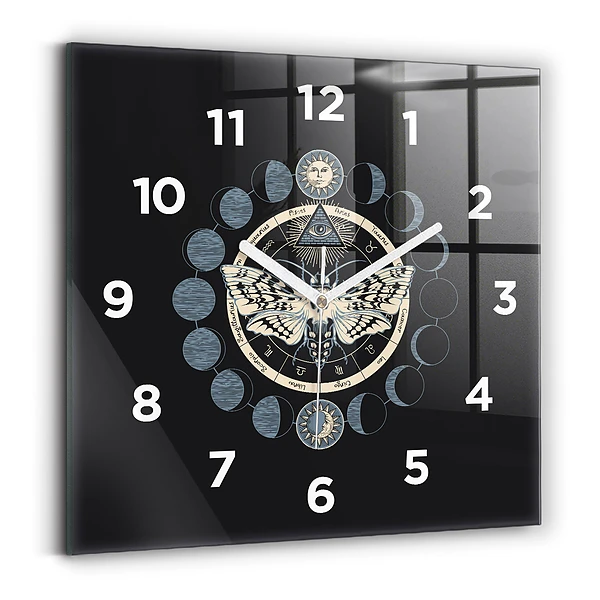 Horloge carrée en verre Phases de la lune