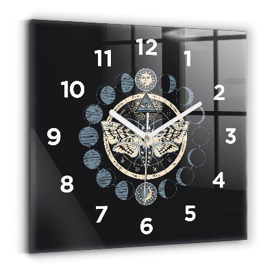 Horloge carrée en verre Phases de la lune