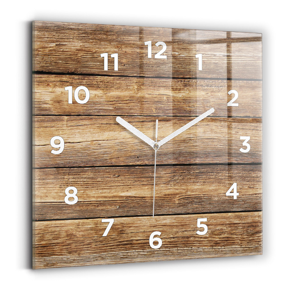 Pendule carrée en verre Planches en bois