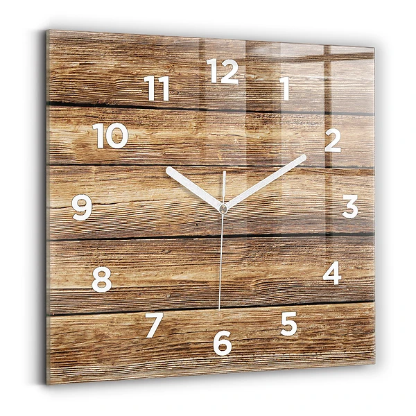 Pendule carrée en verre Planches en bois