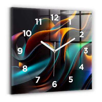 Pendule carrée en verre Vague futuriste