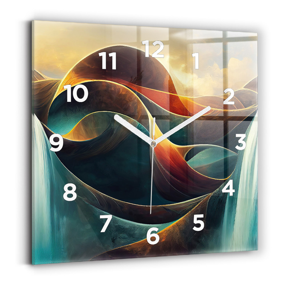 Horloge carrée en verre Chute d'eau