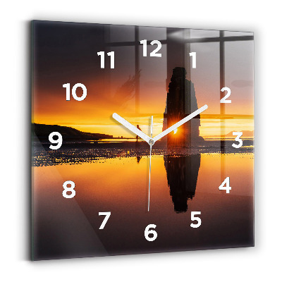 Pendule carrée en verre Coureur et coucher de soleil