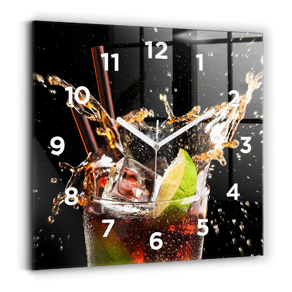 Horloge murale carrée Boisson avec des glaçons