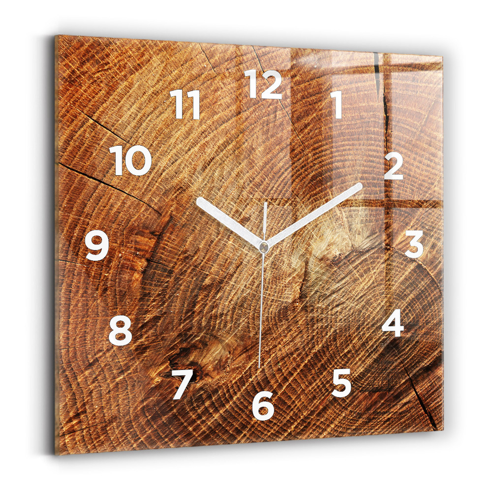 Horloge carrée en verre Vieux tronc d'arbre