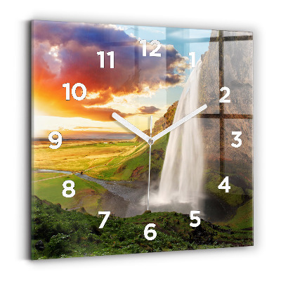 Pendule carrée en verre Chute d'eau en Islande