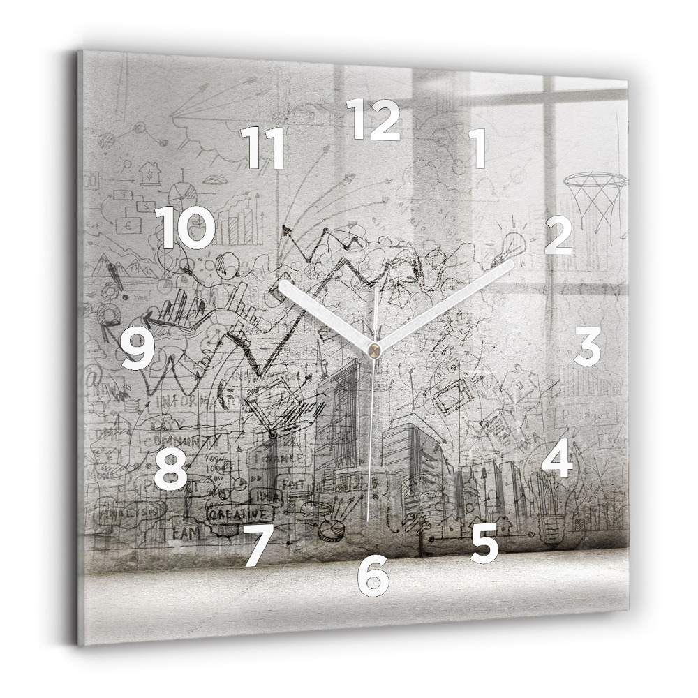 Horloge murale carrée Croquis d'une ville