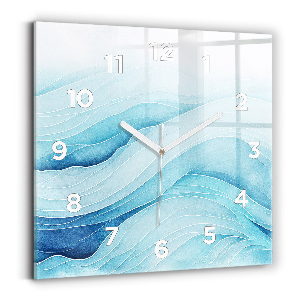 Pendule carrée en verre Nuages bleus