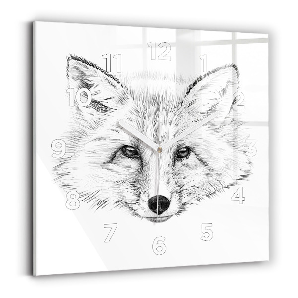 Horloge carrée en verre Tête de renard graphique