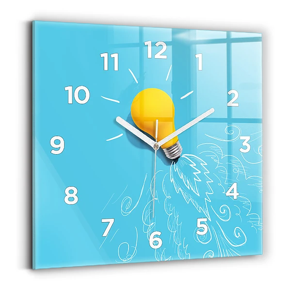 Horloge murale carrée Dessin d'ampoule
