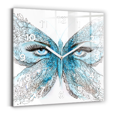 Pendule carrée en verre Visage en forme de papillon
