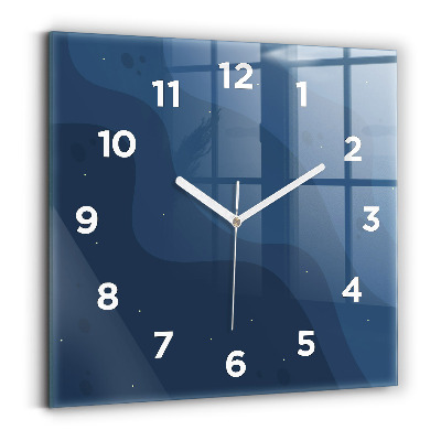 Horloge carrée en verre Vagues bleues