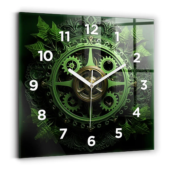 Pendule carrée en verre Mécanisme vert