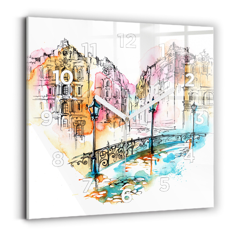 Horloge murale carrée Architecture peinte